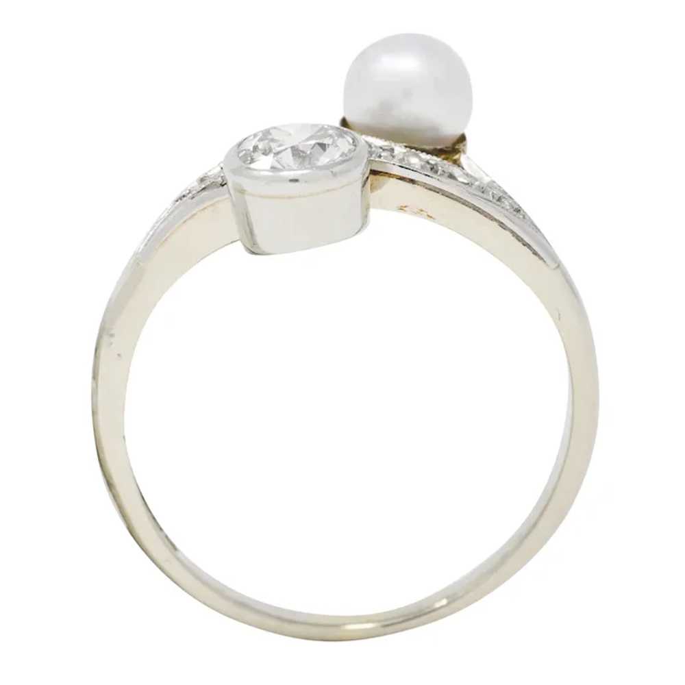 Retro Pearl Diamond 14 Karat White Gold Toi Et Mo… - image 9