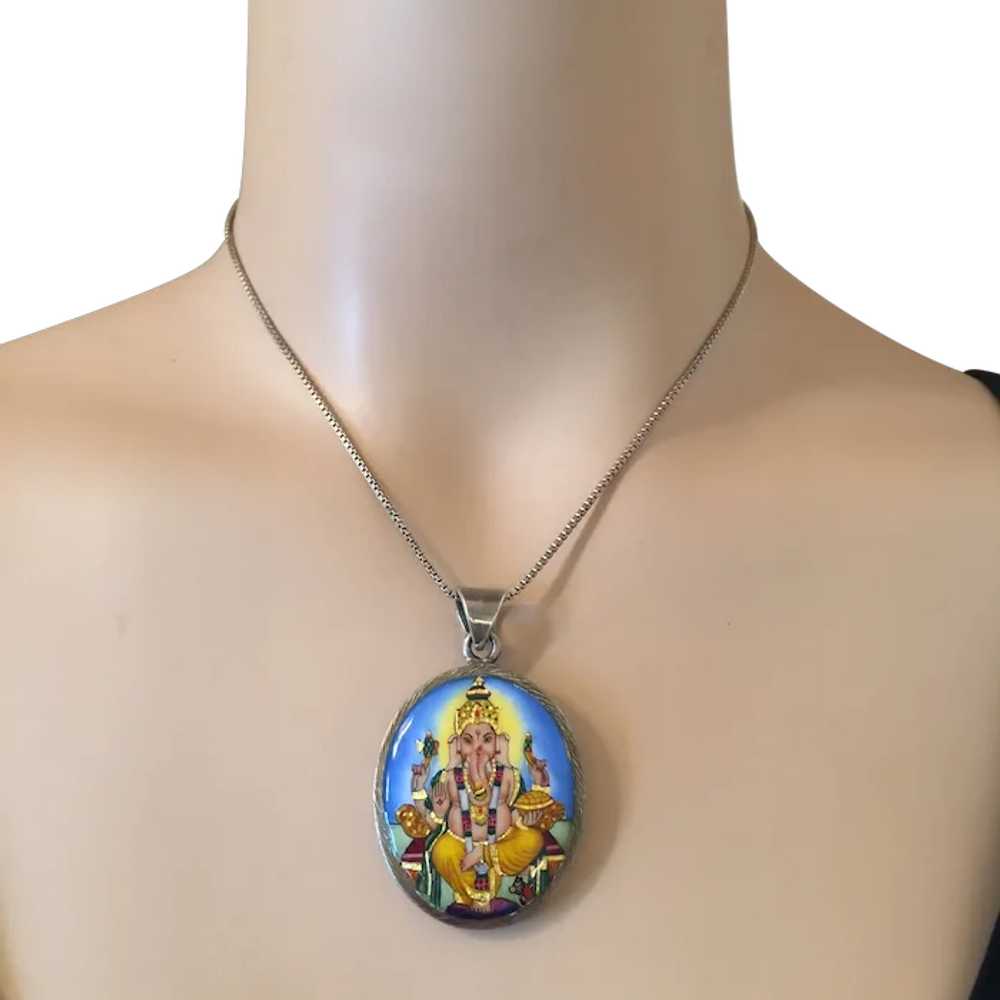 Beautiful Colorful Enamel Protector God Ganesha S… - image 1