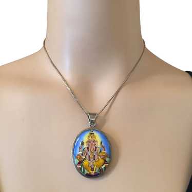 Beautiful Colorful Enamel Protector God Ganesha S… - image 1