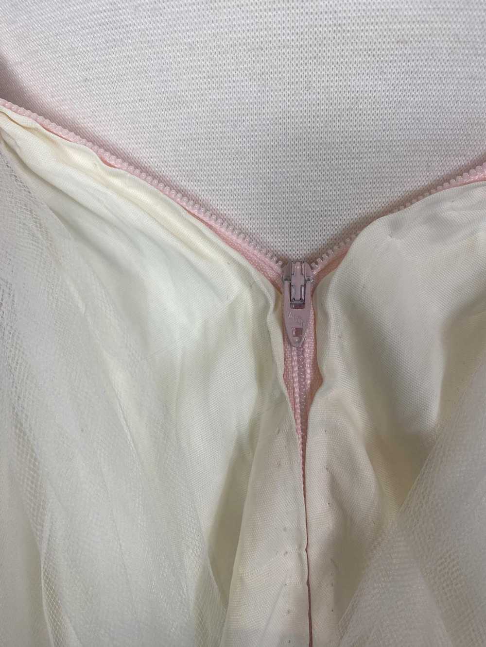1950s Cream and Pink Glitter and Pearl Tulle Stra… - image 10