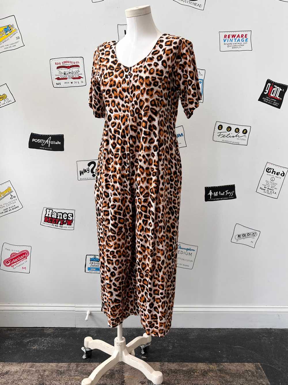 Leopard Print Wide Leg Jumpsuit - image 1