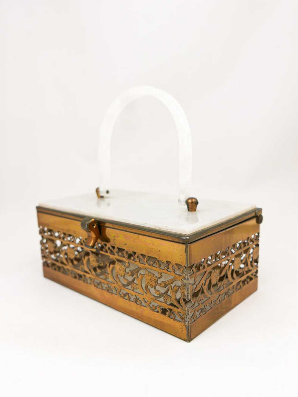 1950's Lucite Metal Box Purse - image 1