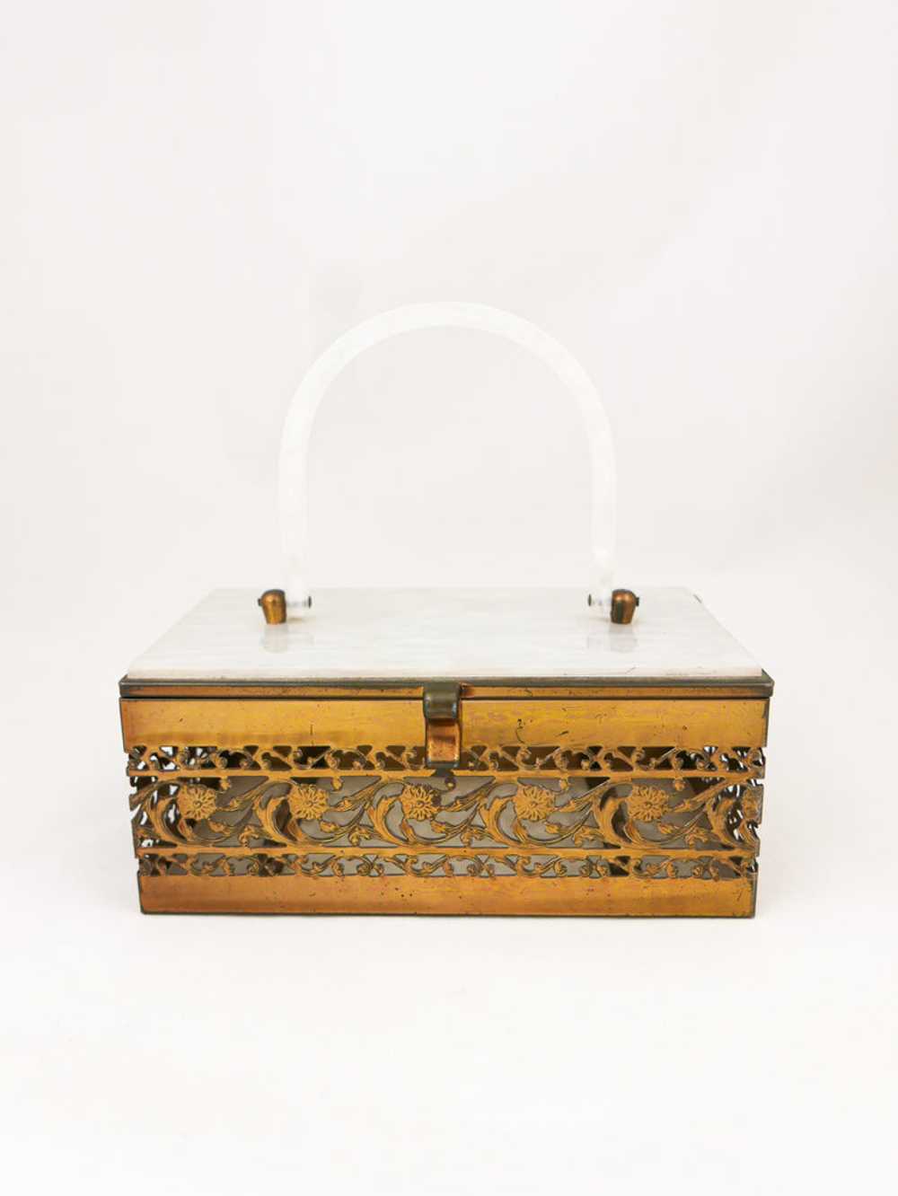 1950's Lucite Metal Box Purse - image 4