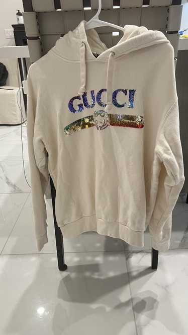 Gucci Gucci Cream Sequin Logo Hoodie