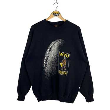 Vintage 90s Clothing West Virginia University Mountaineers WVU Logo  Football Men Size Large / Oversized Womens College Crewneck Sweatshirt 