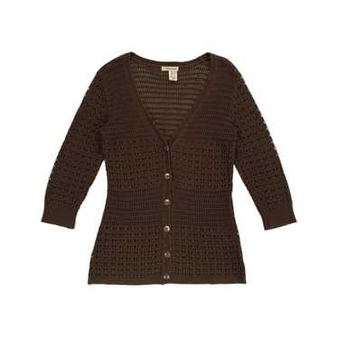 DKNY DKNY Brown Boho V Neck Crochet Cardigan UK S… - image 1