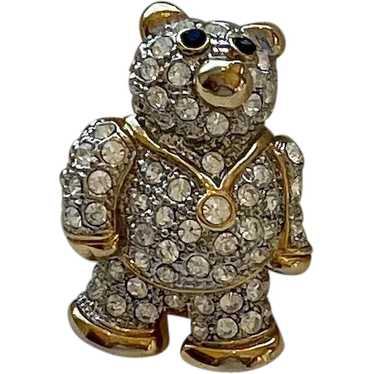 Rhinestone Teddy Bear Pin, Brooch - image 1