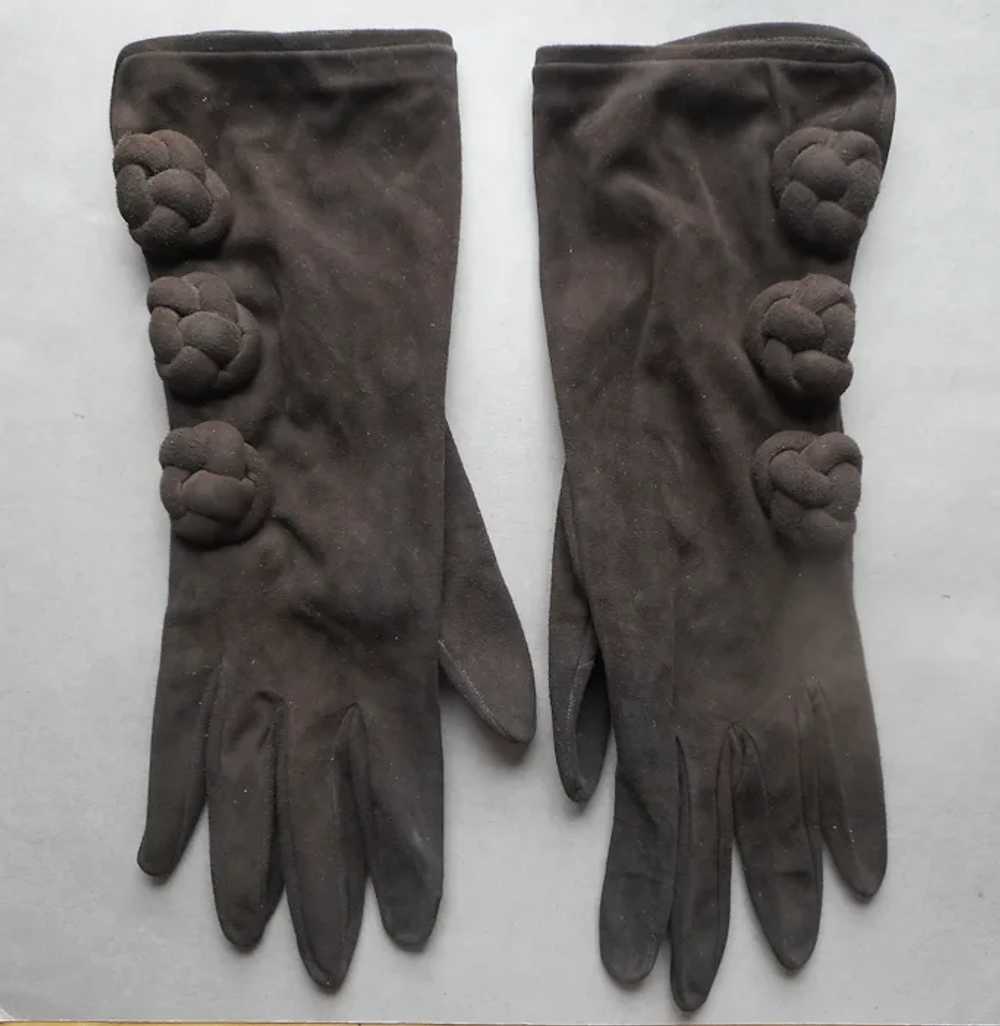 Vintage Valentino Garavani Gloves Brown Fine Sued… - image 6