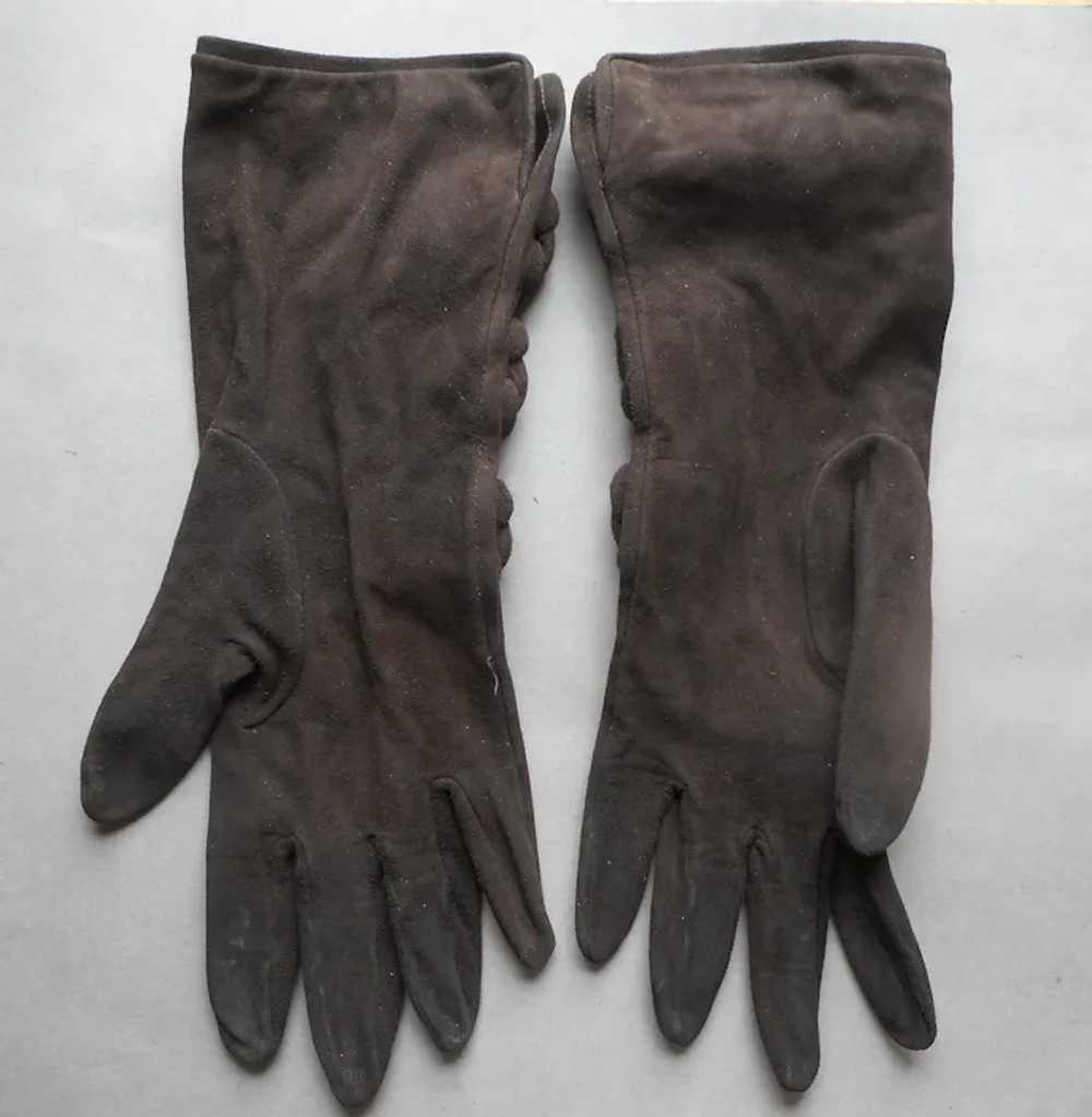 Vintage Valentino Garavani Gloves Brown Fine Sued… - image 7