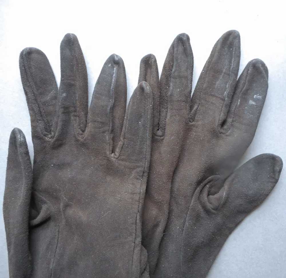 Vintage Valentino Garavani Gloves Brown Fine Sued… - image 8