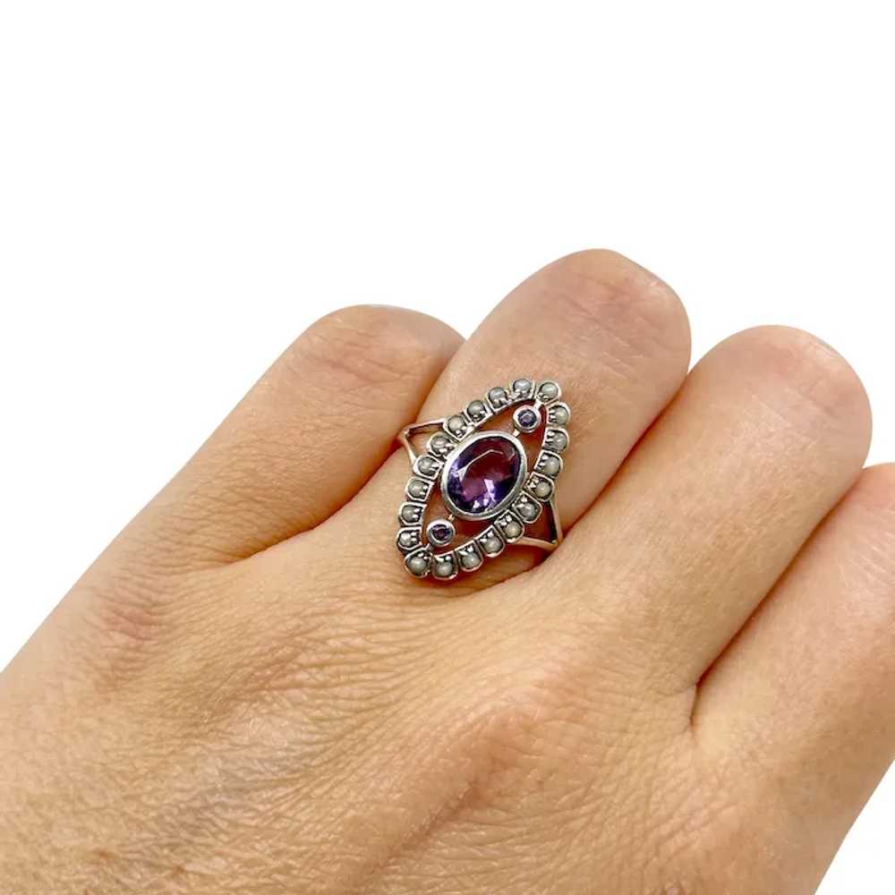 Navette Amethyst Antique Seed Pearl Halo Style Sp… - image 5