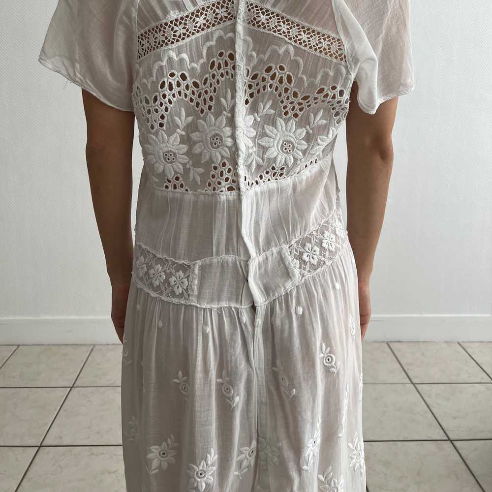 Antique 1920s hand embroidered cotton voile dress - image 4