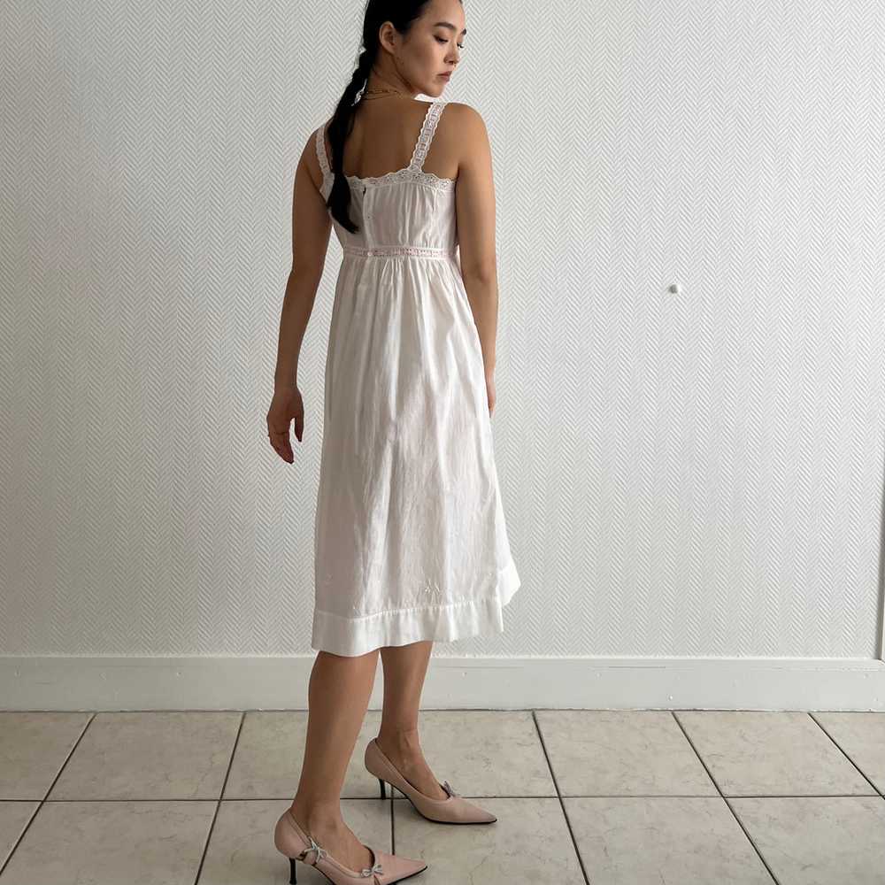 Antique Edwardian white cotton slip dress - image 3