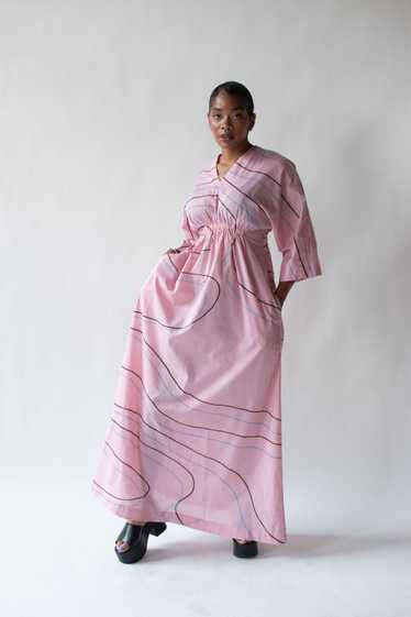 1970s Swirl Pink Dress | Marimekko - image 1