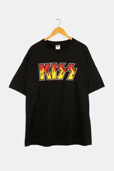 Vintage 2005 Kiss Flame Spell Out Graphic T Shirt 