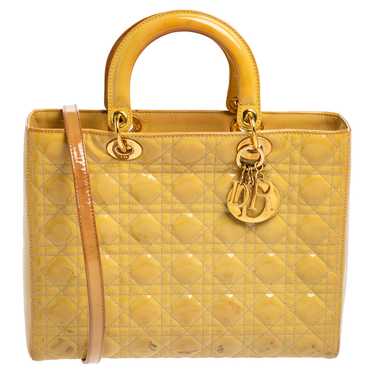 DIOR Yellow Cannage Patent Leather Large Lady  To… - image 1