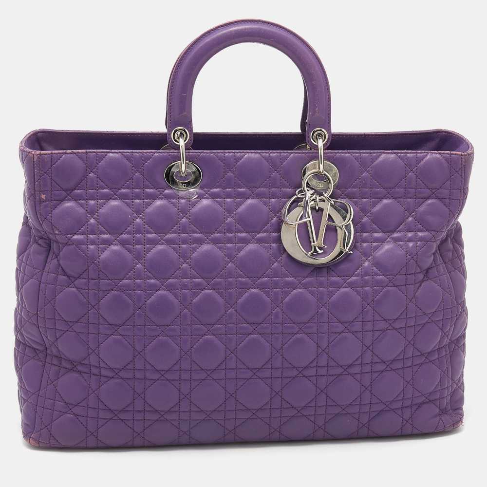 DIOR Purple Cannage Leather Large Soft Lady  Tote - image 1