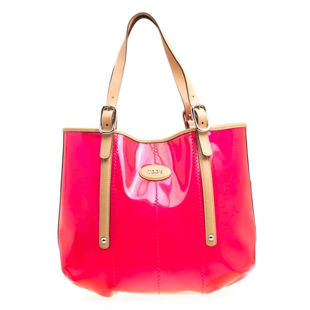 TOD'S Red/Beige PVC and Leather Tote - image 1