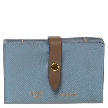 CELINE Dusty Blue Grained Leather Accordeon Card … - image 1