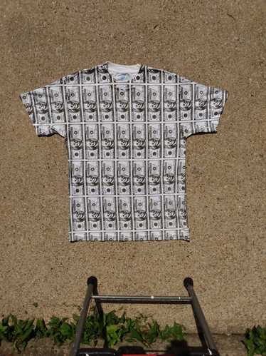 Vintage 100 Dollar Bill Benjamin Money All Over Print Shirt Size men's