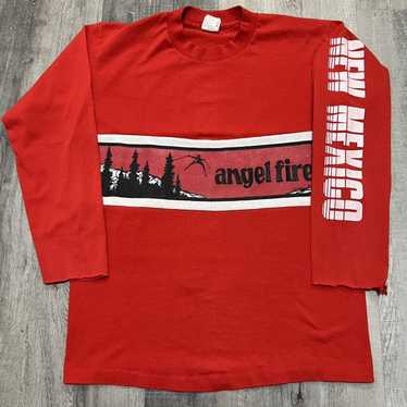 Ski × Vintage VTG Angel Fire Ski Resort 80s Red N… - image 1