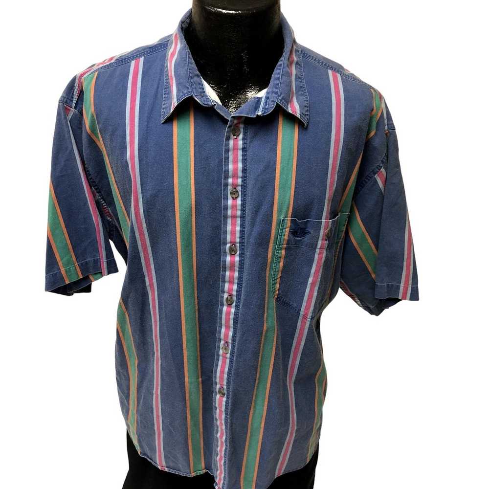 Dockers 80's RETRO Blue RAINBOW Stripe COLORBLOCK LoG… - Gem