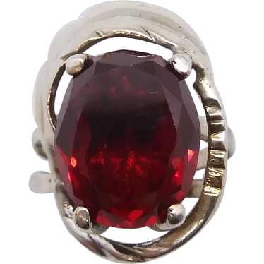 Gorgeous Hand Crafted Lab Ruby Sterling Silver Ri… - image 1