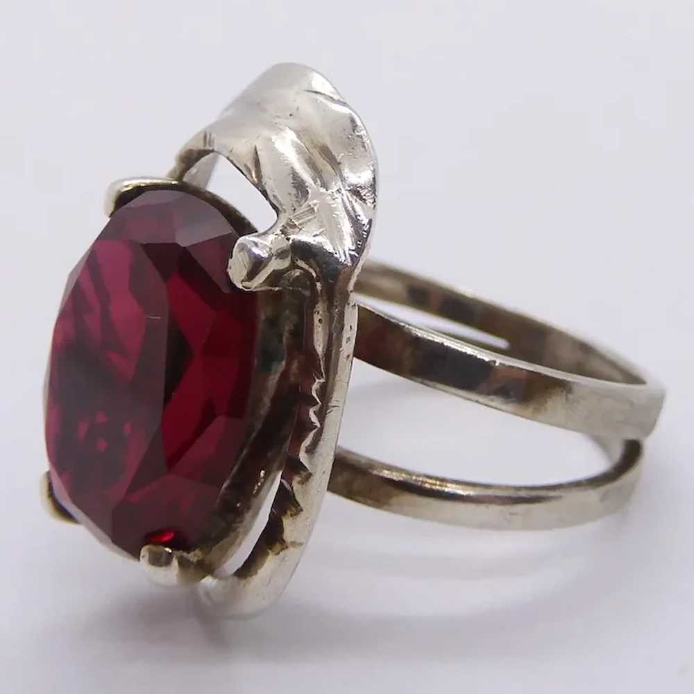 Gorgeous Hand Crafted Lab Ruby Sterling Silver Ri… - image 2