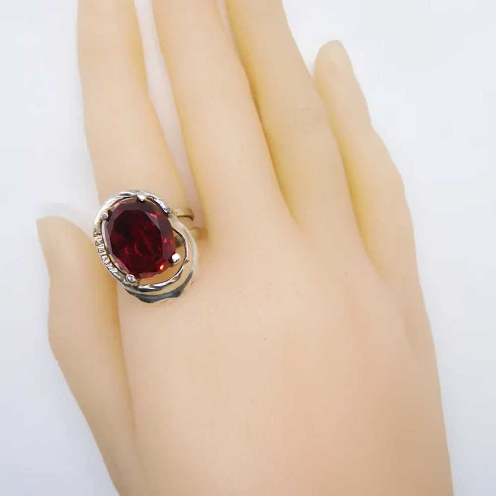 Gorgeous Hand Crafted Lab Ruby Sterling Silver Ri… - image 3