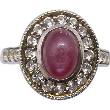 Shining Natural Ruby Star And White Spinel Sterli… - image 1