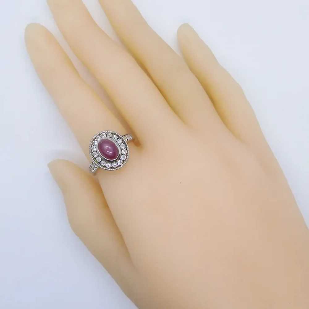 Shining Natural Ruby Star And White Spinel Sterli… - image 3