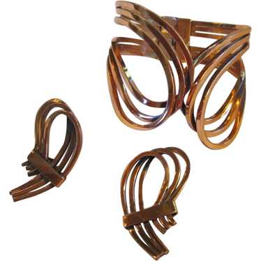 Renoir "Rhythm" Copper Clapper Cuff and Clip-on Ea