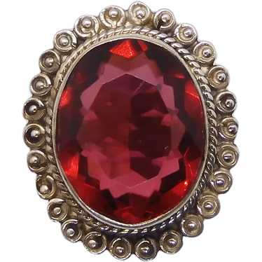 Amazing Faux Ruby Sterling Silver Ring