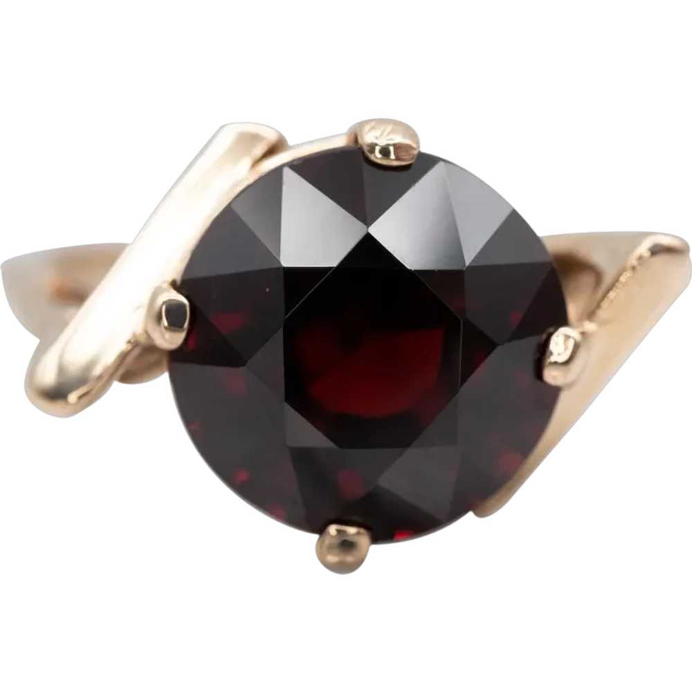 Vintage Garnet Solitaire Bypass Ring - image 1