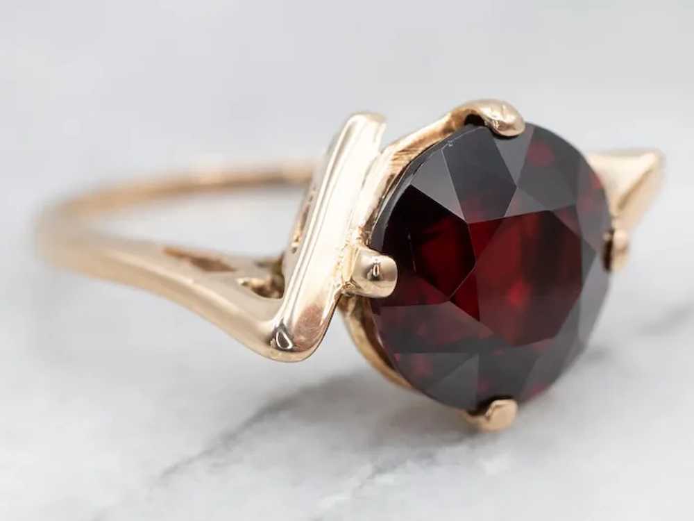 Vintage Garnet Solitaire Bypass Ring - image 2