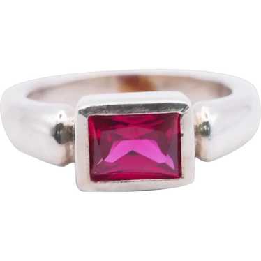 Lovely Lab Ruby Sterling Silver Ring - image 1
