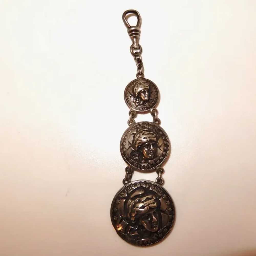 American Pop Out Silver Coins Watch Fob Pat. 1903 - image 2