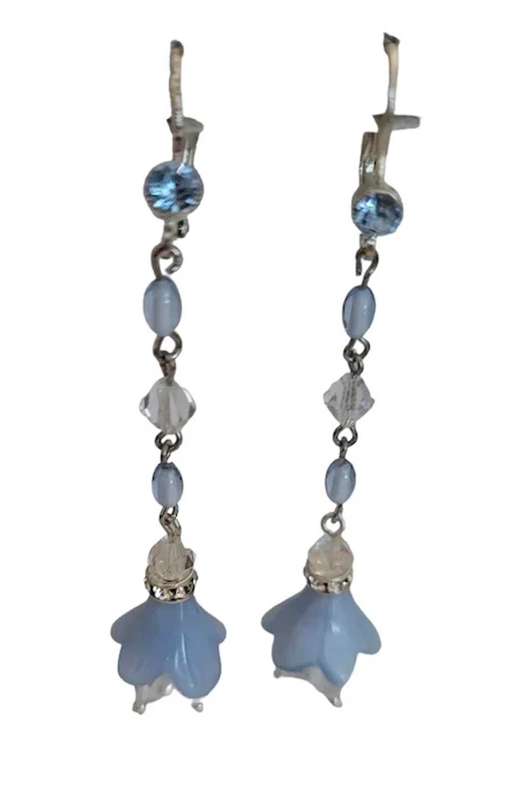 Czech Silver Tone Blue Glass Beads Rhinestone Dan… - image 6