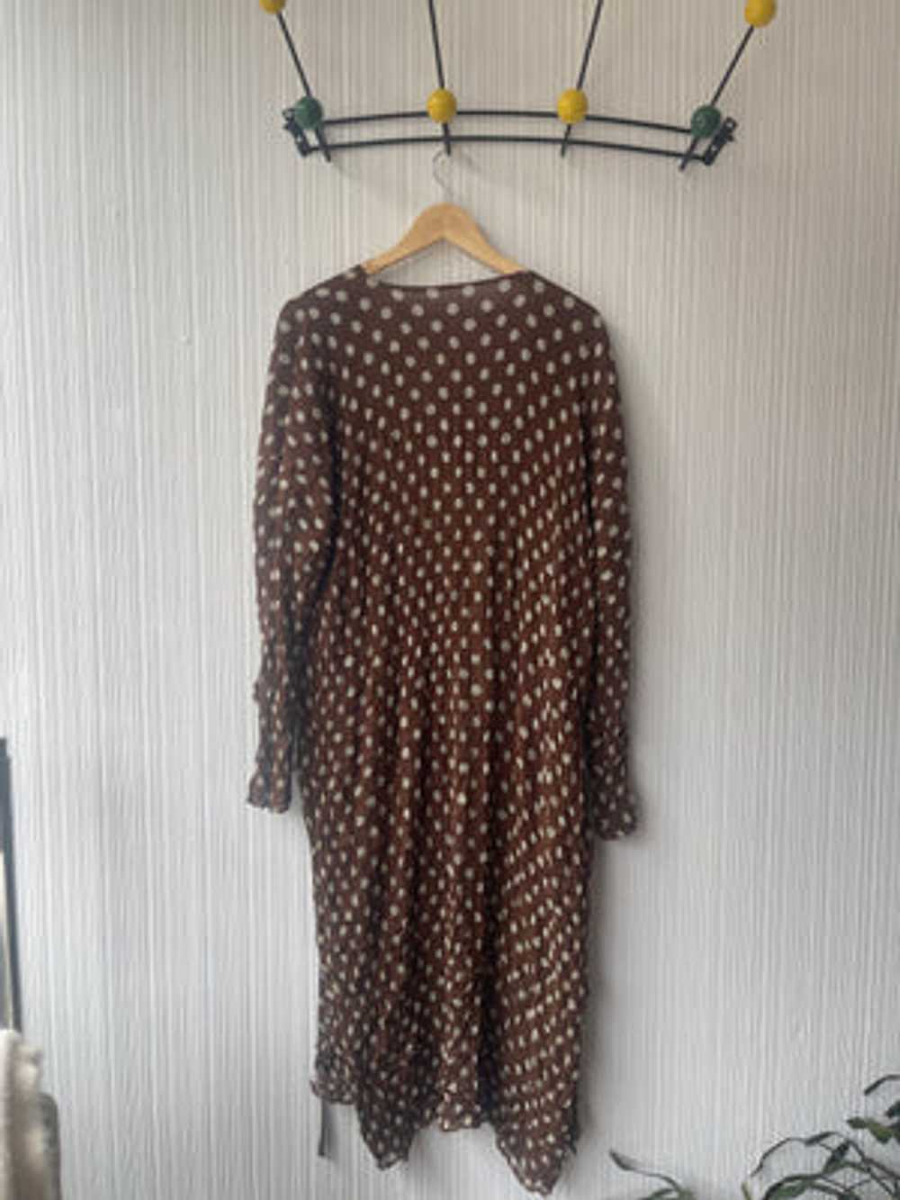 Issey Miyake brown polka dot double layer duster - image 2