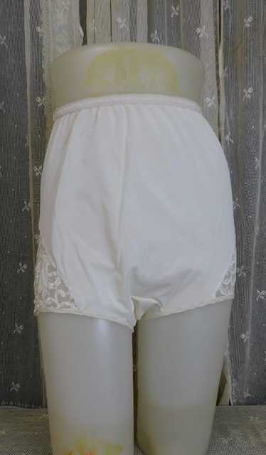 Vintage White Nylon Panties with Lace & Appliques,