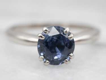 Subtle Platinum Ceylon Sapphire Solitaire Ring - image 1