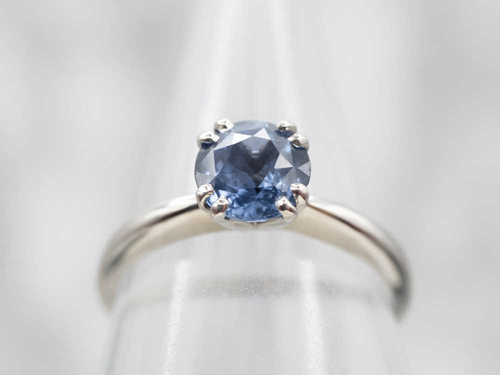 Subtle Platinum Ceylon Sapphire Solitaire Ring - image 4