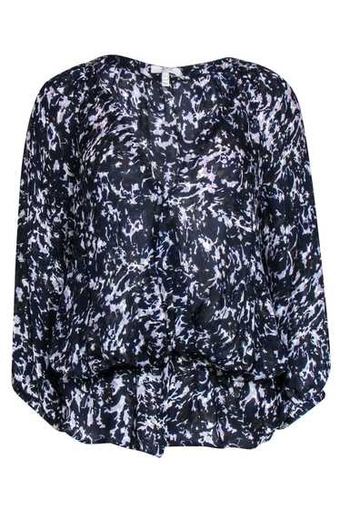 Joie - Navy w/ Black & White Print Long Sleeve Blo