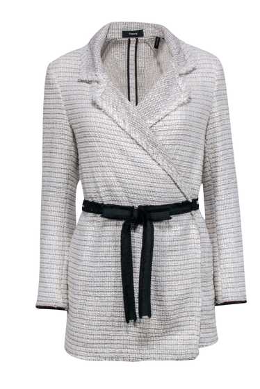 Theory - Cream & Black Tweed Jacket Sz P - image 1