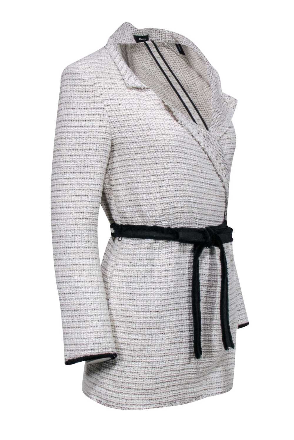 Theory - Cream & Black Tweed Jacket Sz P - image 2