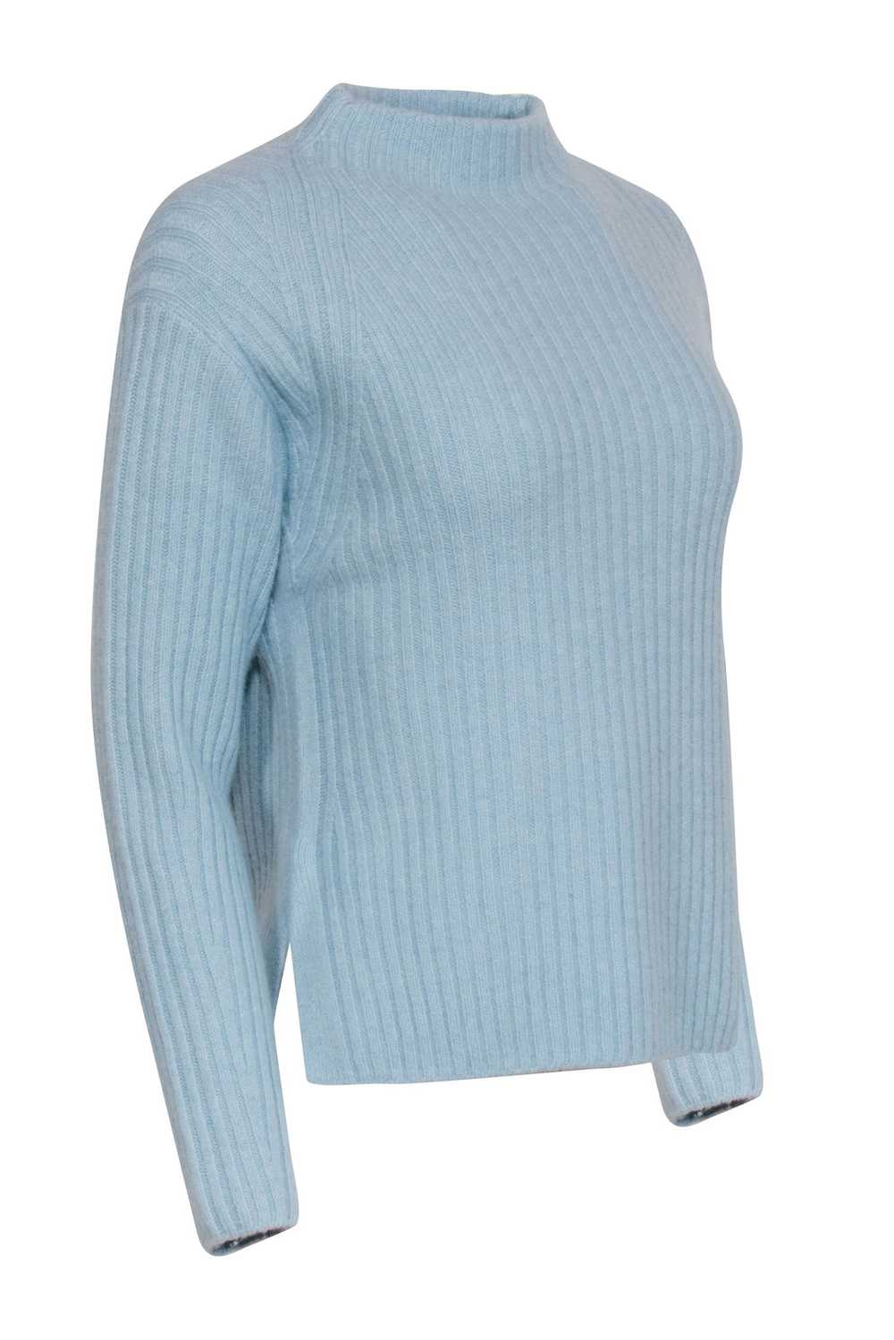 Vince - Pastel Blue Ribbed Mock Neck Sweater Sz S - image 2