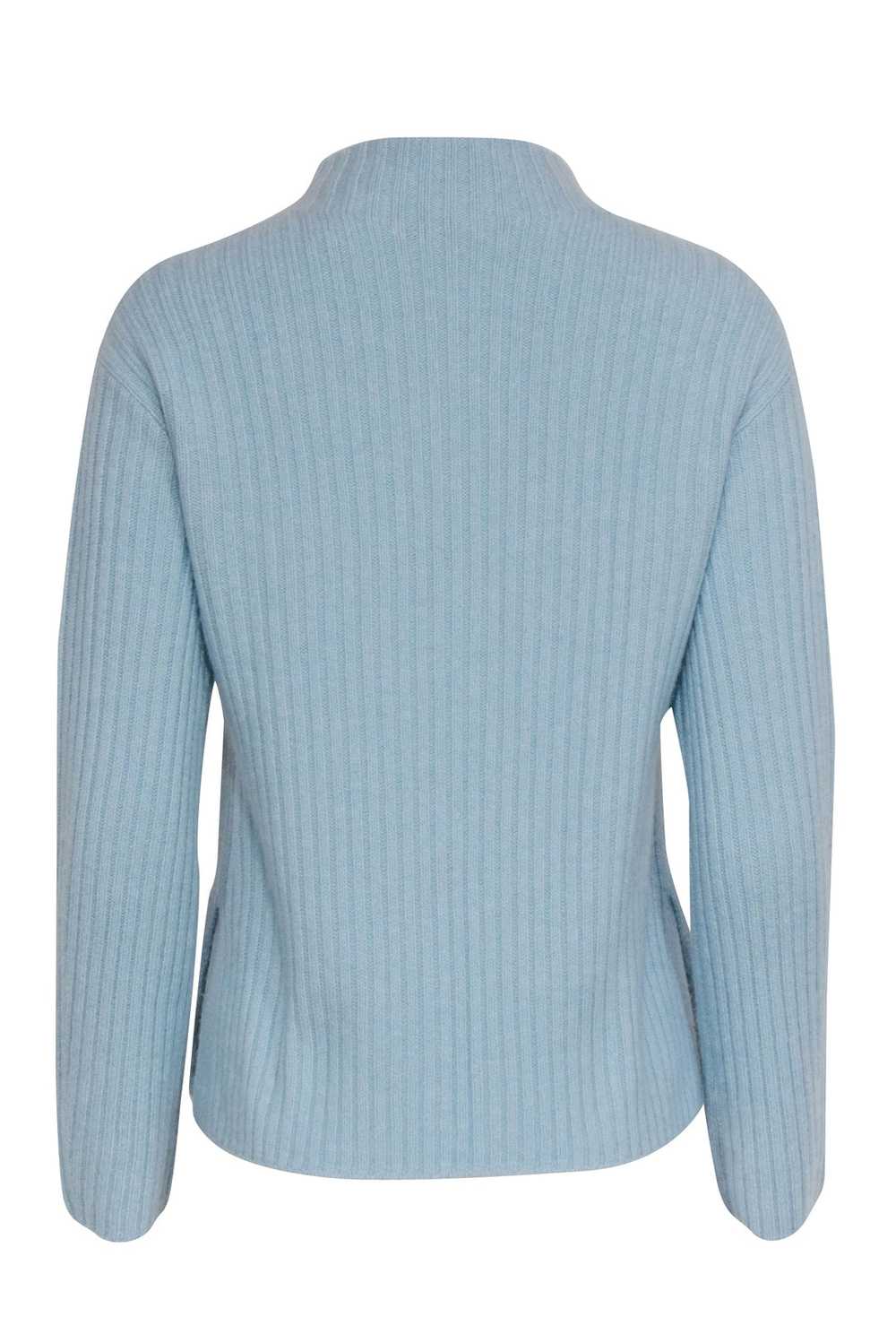 Vince - Pastel Blue Ribbed Mock Neck Sweater Sz S - image 3