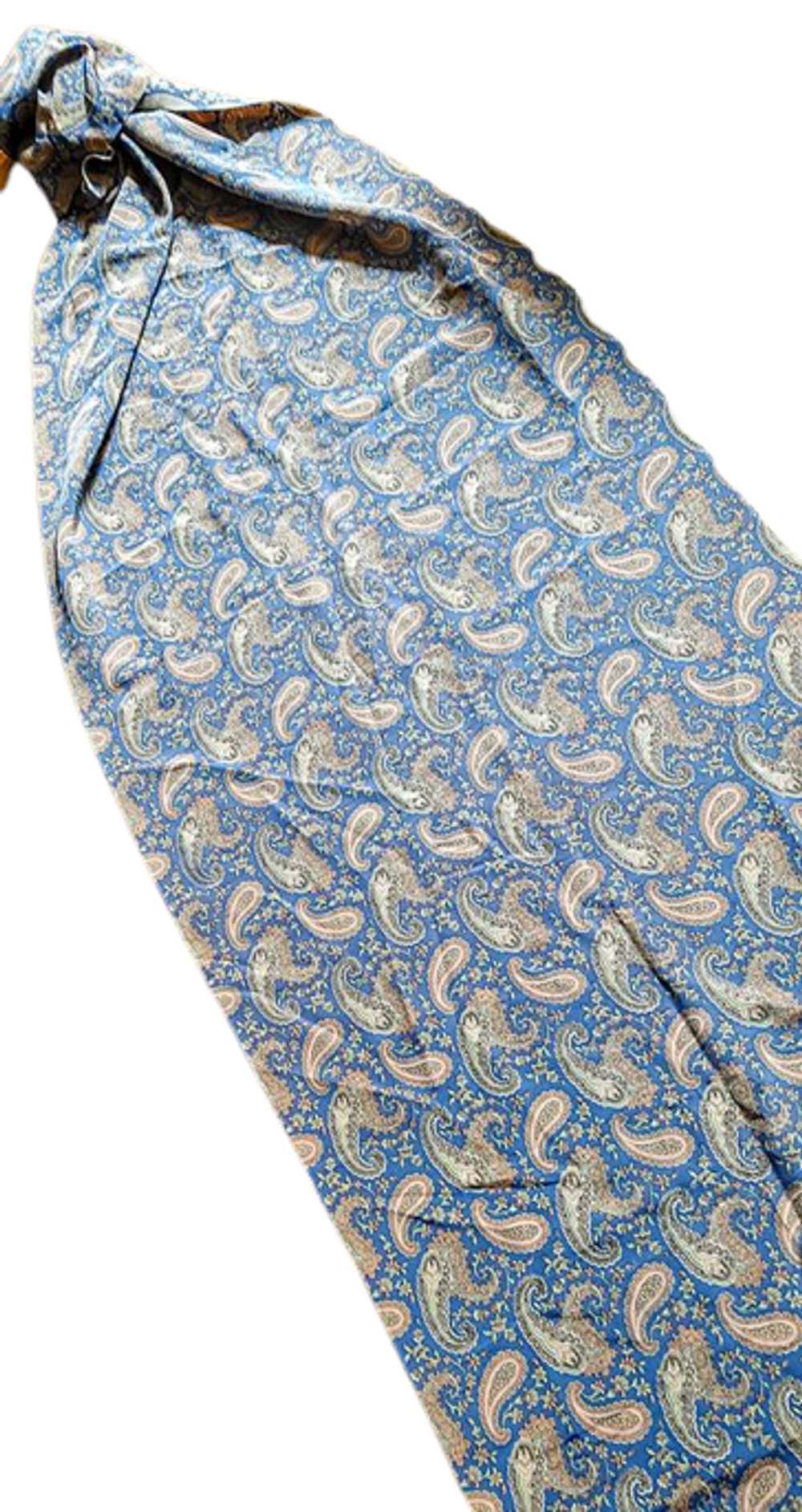 True Vintage 1940s Dusty Blue And Peach Paisley R… - image 2