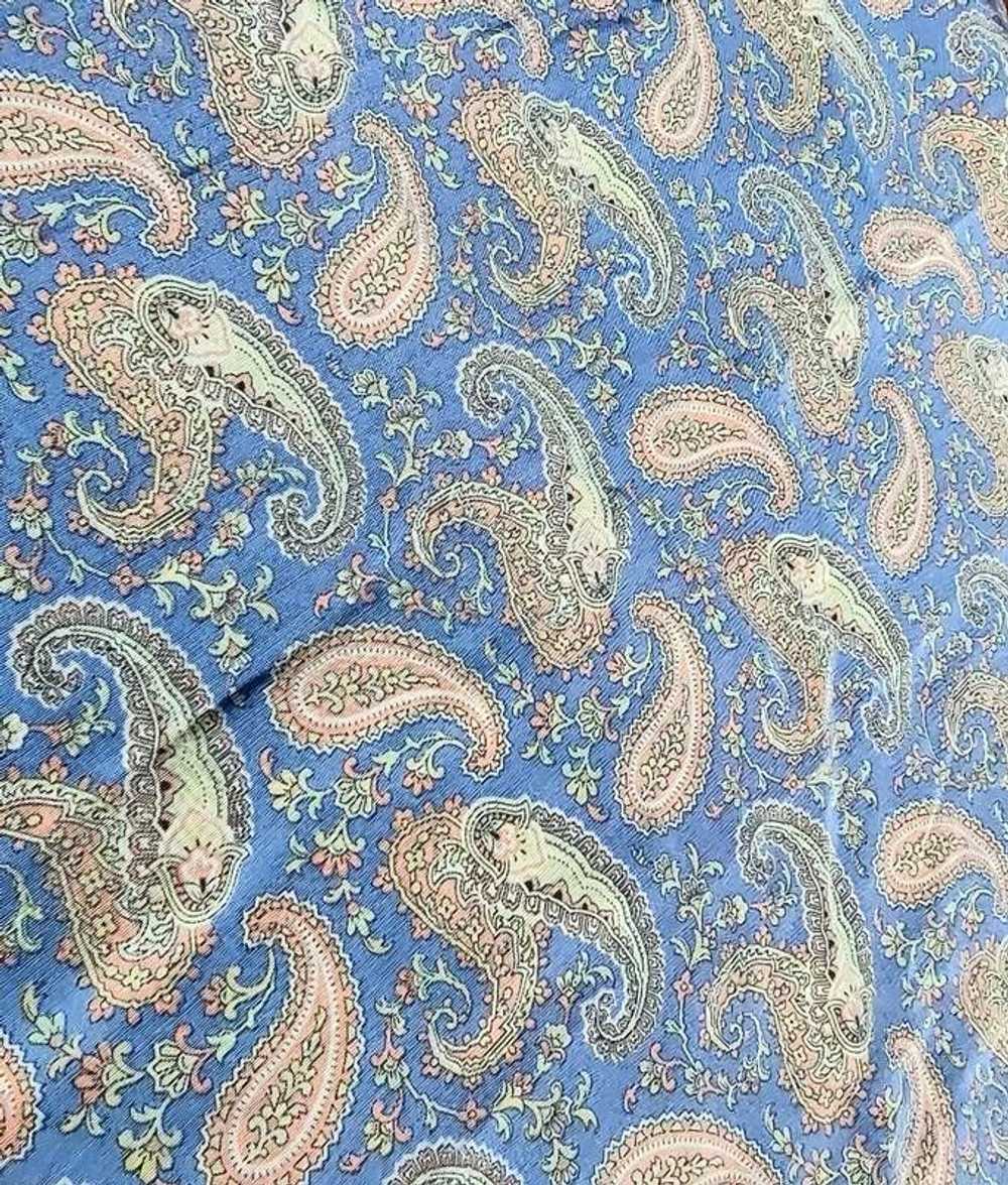 True Vintage 1940s Dusty Blue And Peach Paisley R… - image 4
