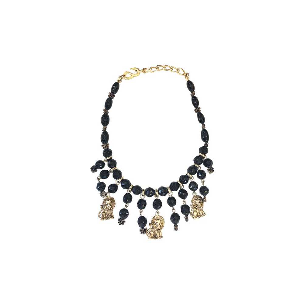 pearl necklace - Black pearl necklace with golden… - image 1